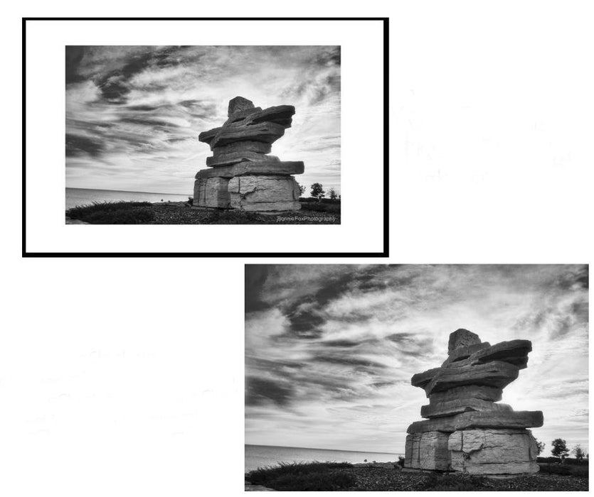Collingwood Inukshuk in Black and White - Artfest Ontario - Bonnie Fox Photography - Photography