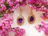 Gold Oval Amethyst Earrings with Celtic Weave Surround - Artfest Ontario - Delicate Touch Jewellery - Fine Jewellery
