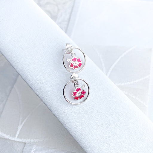 Two-Piece Sterling Silver Circle Stud Earrings with Hibiscus Flowers - Artfest Ontario - Studio Degas - Jewelry & Accessories