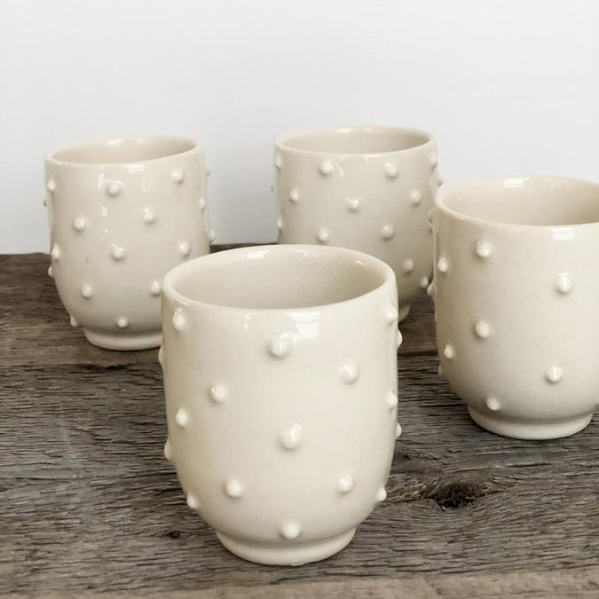 IVORY SHOT CUPS WITH DOTS by Dotti Potts - Artfest Ontario