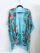 Bright Blue Floral Sheer Kimono - Artfest Ontario - Halina Shearman Designs - Sheer Kimono