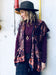 Burgundy and Copper Velvet Burnout Slim Fit Kimono - Artfest Ontario - Halina Shearman Designs - Velvet Kimono