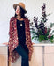 Burgundy and Tan Sheer Kimono - Artfest Ontario - Halina Shearman Designs - Sheer Kimono