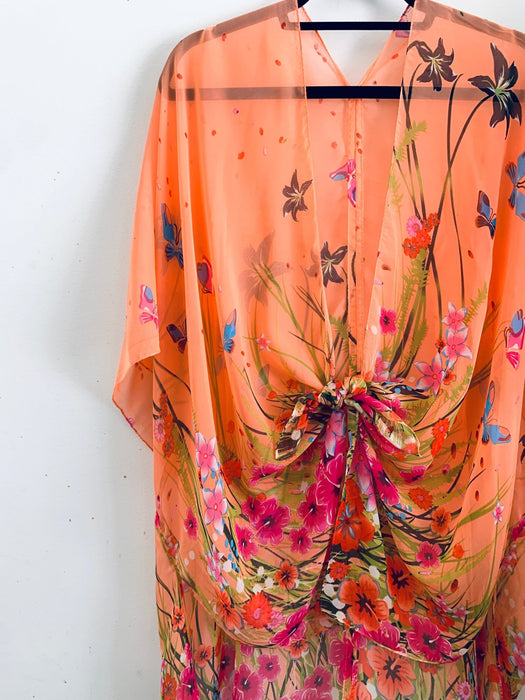Coral Floral Sheer Kimono - Artfest Ontario - Halina Shearman Designs - Sheer Kimono