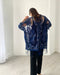 Dark Blue Paisley Burnout Sheer Fringe Kimono - Artfest Ontario - Halina Shearman Designs - Sheer Kimono