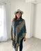 Denim Blue Reversible Paisley Pashmina Draped Shawl - Artfest Ontario - Halina Shearman Designs - Draped Shawl