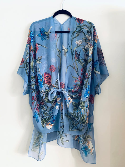 Dusty Blue Floral Sheer Kimono - Artfest Ontario - Halina Shearman Designs - Sheer Kimono