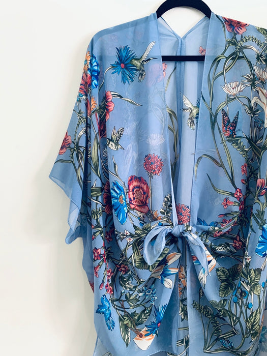 Dusty Blue Floral Sheer Kimono - Artfest Ontario - Halina Shearman Designs - Sheer Kimono