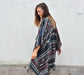 Grey and Burgundy Southwestern Print Blanket Poncho - Artfest Ontario - Halina Shearman Designs - Oversized Kimono