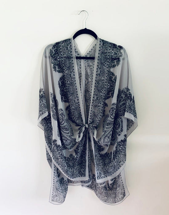 Light Grey Paisley Sheer Kimono - Artfest Ontario - Halina Shearman Designs - Sheer Kimono