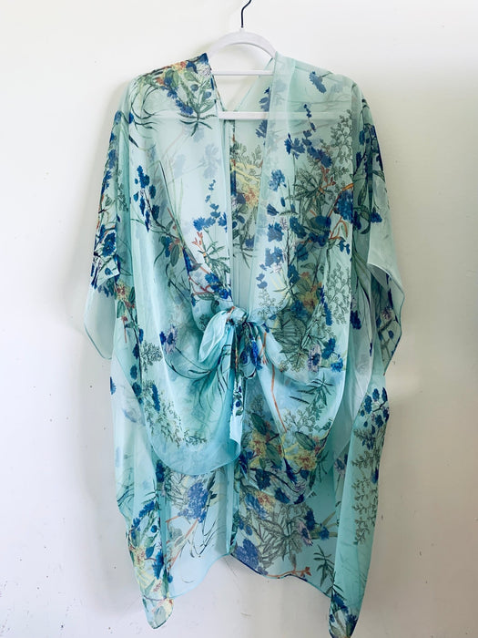 Mint Green and Blue Floral Sheer Kimono - Artfest Ontario - Halina Shearman Designs - Sheer Kimono