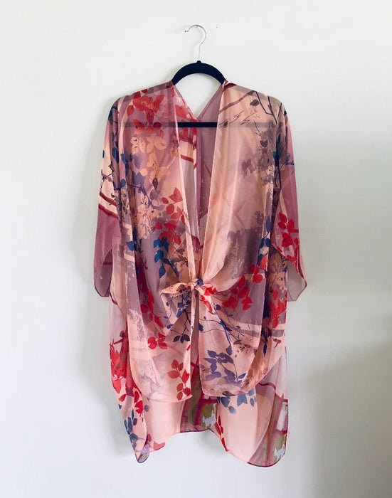 Pink Abstract Sheer Kimono - Artfest Ontario - Halina Shearman Designs - Sheer Kimono