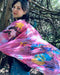 Pink Blue Retro Floral Sheer Kimono - Artfest Ontario - Halina Shearman Designs - Sheer Kimono