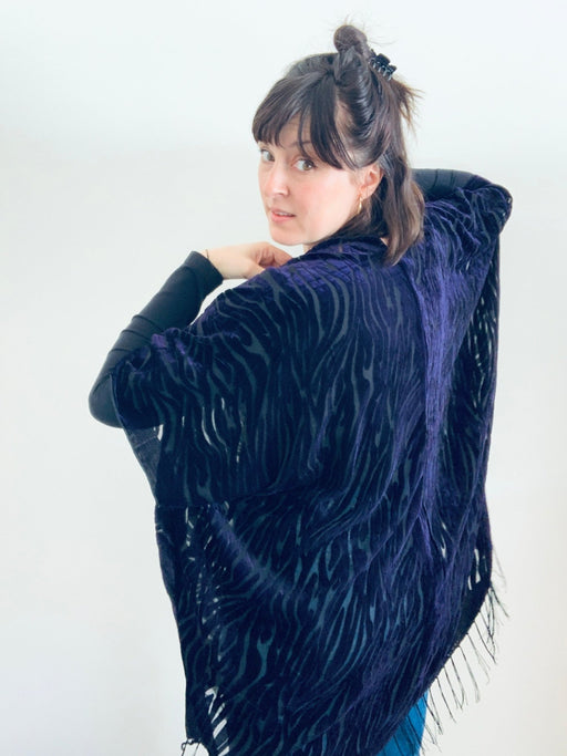 Purple Zebra Velvet Burnout Kimono - Artfest Ontario - Halina Shearman Designs - Velvet Kimono