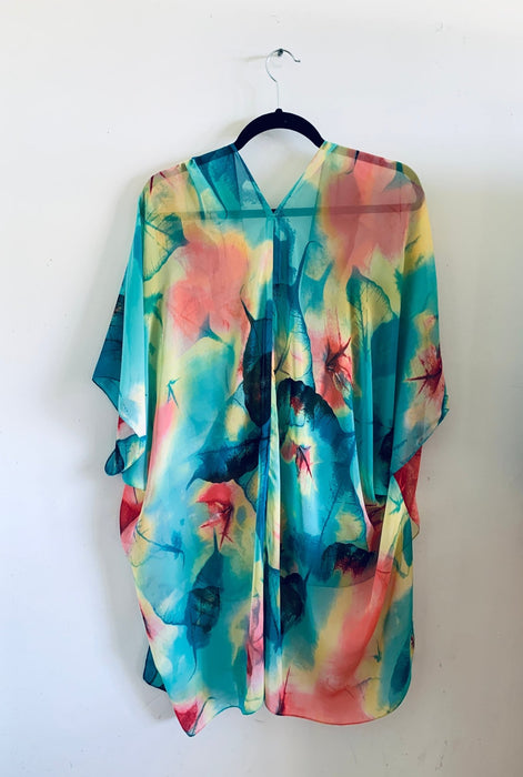 Teal Abstract Sheer Kimono - Artfest Ontario - Halina Shearman Designs - Sheer Kimono