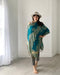 Turquoise and Tan Reversible Paisley Pashmina Draped Shawl - Artfest Ontario - Halina Shearman Designs - Draped Shawl