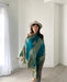 Turquoise and Tan Reversible Paisley Pashmina Draped Shawl - Artfest Ontario - Halina Shearman Designs - Draped Shawl