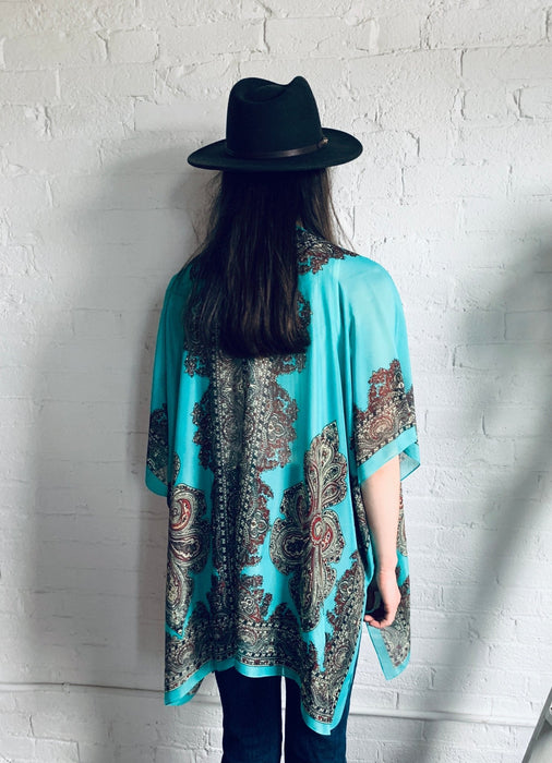 Turquoise Filigree Sheer Kimono - Artfest Ontario - Halina Shearman Designs - Sheer Kimono