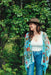 Turquoise Tropical Floral Sheer Kimono - Artfest Ontario - Halina Shearman Designs - Sheer Kimono