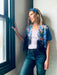 Two Tone Blue Sheer Floral Cropped Kimono - Artfest Ontario - Halina Shearman Designs - Cropped Kimono