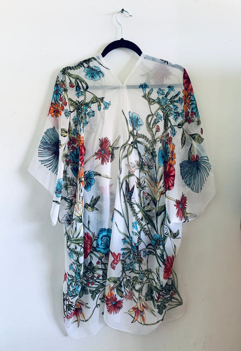 White Tropical Floral Sheer Kimono - Artfest Ontario - Halina Shearman Designs - Sheer Kimono