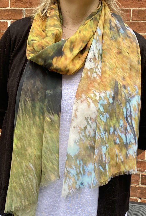 Autumn Walk Silk Georgette Wrap - Artfest Ontario - Water Wood Style - Silk Georgette Shoulder Wrap