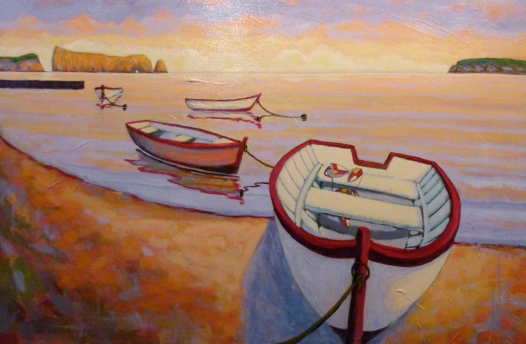 Barques à Percé (Boats in Percé) - Artfest Ontario - Gilles Côté - Paintings -Artwork - Sculpture