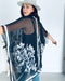 Black and White Large Floral Border Sheer Kimono - Artfest Ontario - Halina Shearman Designs - Sheer Kimono