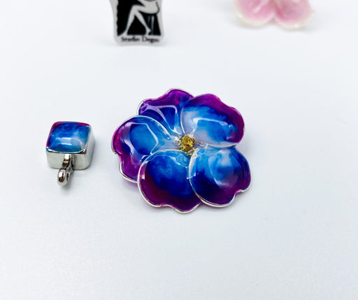 Blue and Magenta Pansy Necklace - Artfest Ontario - Studio Degas - Jewelry & Accessories