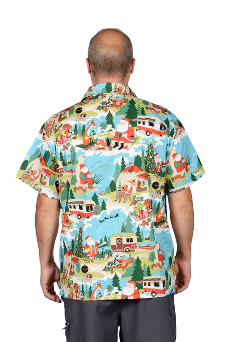 Camping Santa Pattern - Hawaiian Christmas Shirt - Artfest Ontario - Joe-Feak - Clothing & Accessories