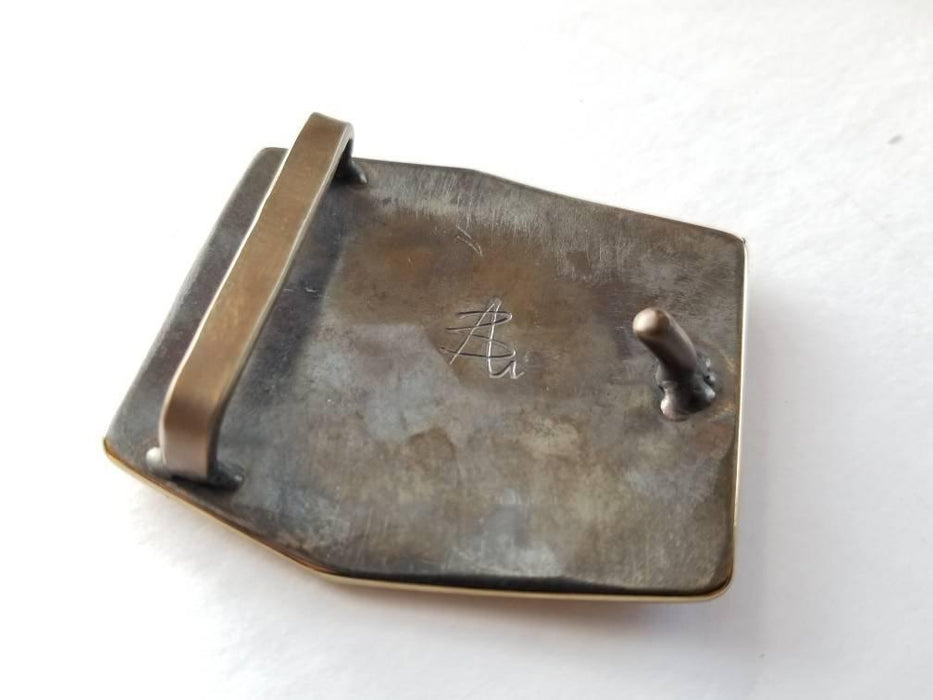Classic Custom Silver & Black Belt Buckle or Rose Gold - Hypoallergenic - Stainless Steel Buckle for 1-1/2" Leather Belt for Jeans/Chino - Artfest Ontario - Iron Art - Clothing & Accessories