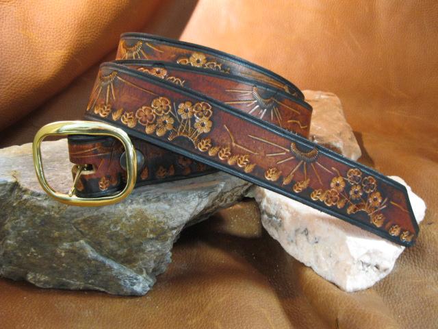 Classic Sun and flower belt - Artfest Ontario - Gu krea..shun - Leather belts