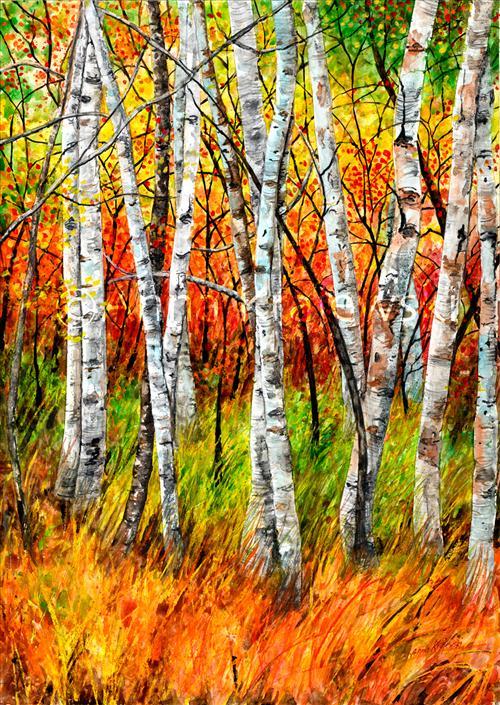 Fall Birches (vertical) - Artfest Ontario - Anna Krajewski - Paintings