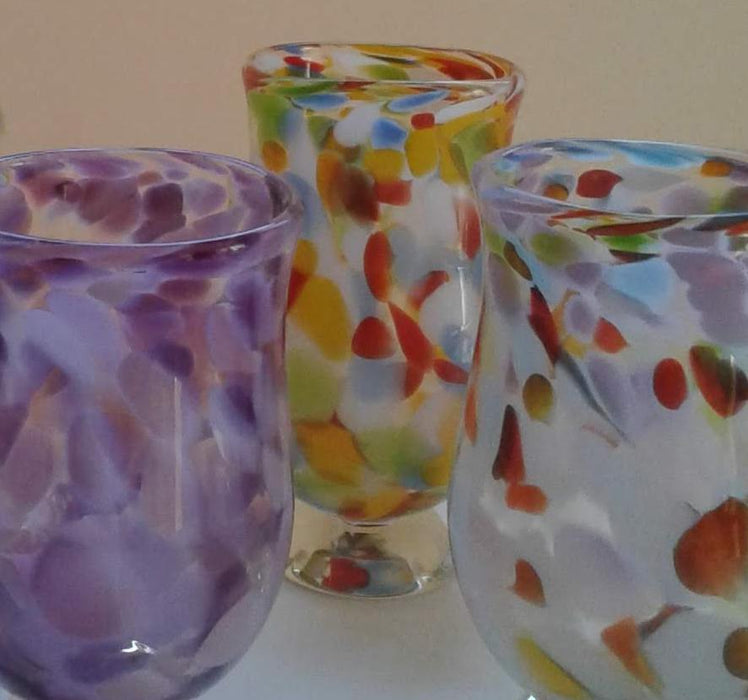 Footed Glass Tumblers - Multi Coloured - Artfest Ontario - Lukian Glass Studios - Glass Work