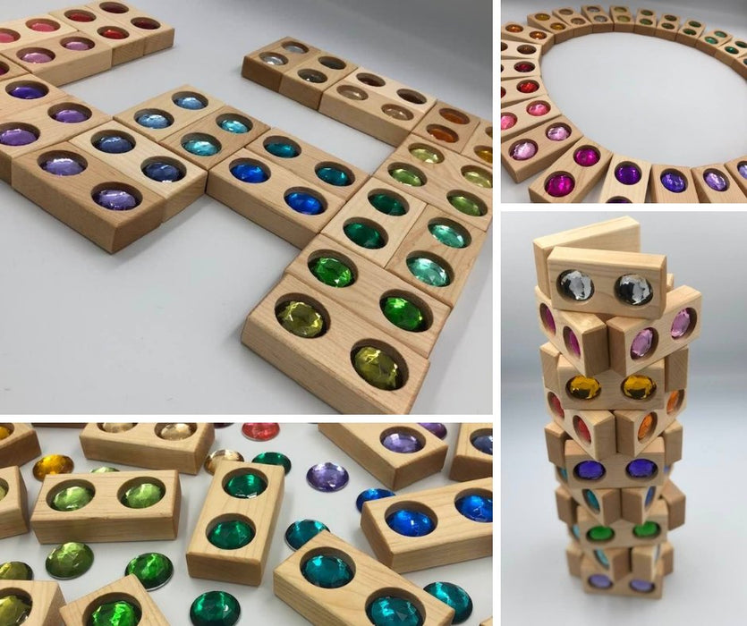 Gem Blocks - 26 Colour Set - White Maple - Artfest Ontario - Tree Nuggets - Toys & Games