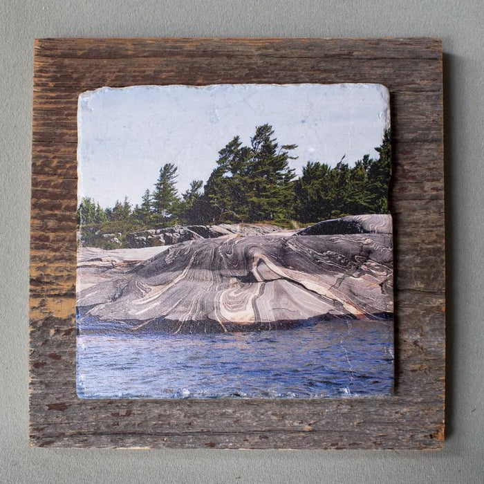Georgian Bay Rocks - On Barn Board 0243 - Artfest Ontario - Art On Stone - Photography