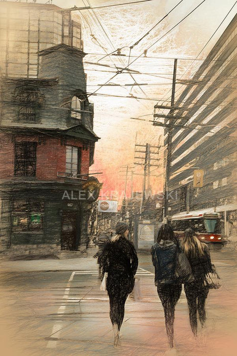 Girls Crossing - Bathurst St. Toronto, ON - Artfest Ontario - Alex Krajewski Gallery - Paintings -Artwork - Sculpture