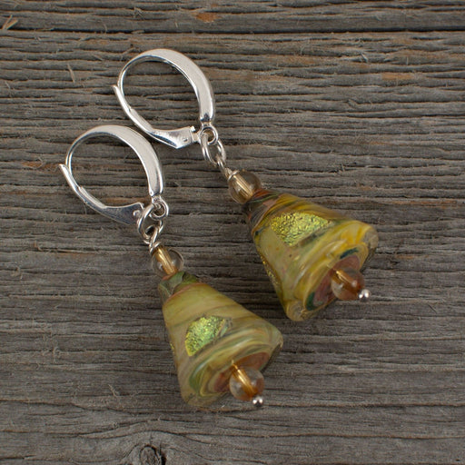 Golden colour cone shaped borosilicate glass and silver earrings - Artfest Ontario - Lisa Young Design - Earrings