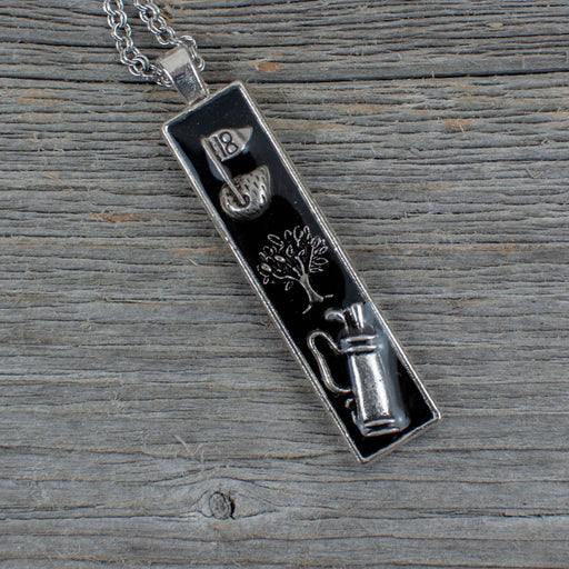 Golf theme necklace - long bar - Artfest Ontario - Lisa Young Design - Golf Jewelry