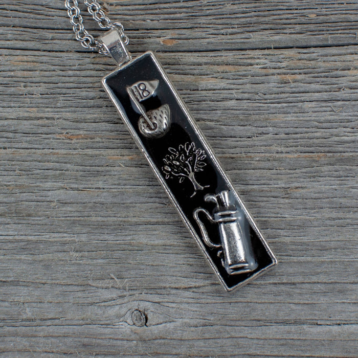 Golf theme necklace - long bar - Artfest Ontario - Lisa Young Design - Golf Jewelry