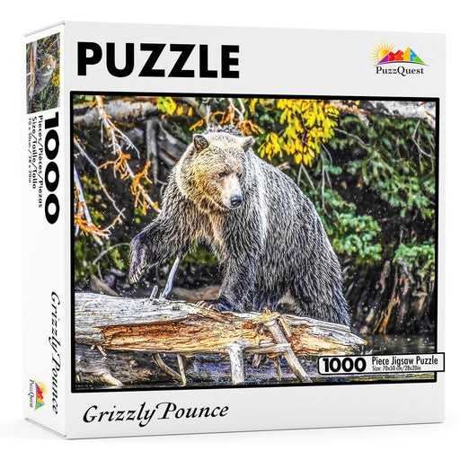 Grizzly Pounce Jigsaw Puzzle - Artfest Ontario - PuzzQuest - Toys & Games