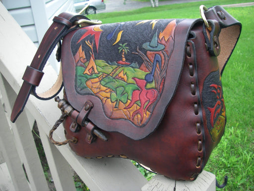 Hand carved Picture bag - Artfest Ontario - Gu krea..shun - Bags