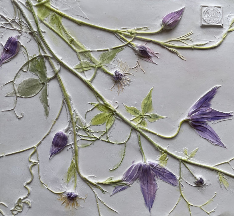 Hand Painted Clematis Botanical Cast - Artfest Ontario - Botanical Art By Diane - Botanical Casts