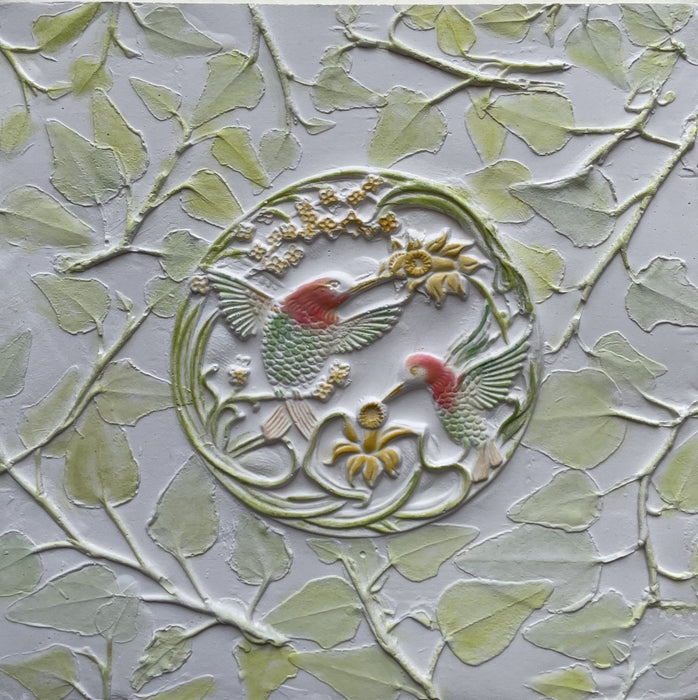 Hand Painted Hummingbird and Ivy Botanical Cast - Artfest Ontario - Botanical Art By Diane - Botanical Cast