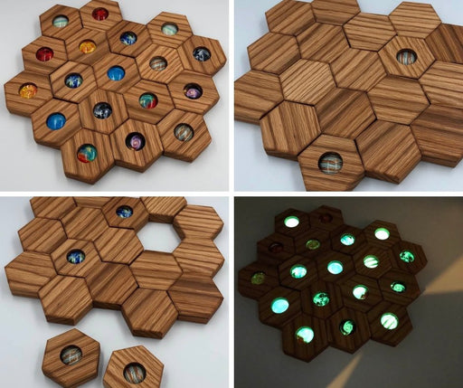 Hexagon "Space" Blocks in Red Oak - Artfest Ontario - Tree Nuggets - Toys & Games