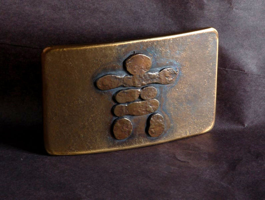 Inuit Art Canadian Inukshuk Belt Buckle ~ Hand Forged Stainless Steel ~ Canadian Made ~ Canadian Souvenir ~ Belt Buckle fits 1-1/2" Belt - Artfest Ontario - Iron Art - Clothing & Accessories