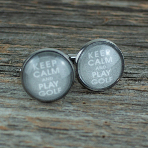 Keep Calm and Play golf cufflinks - Artfest Ontario - Lisa Young Design - Cuff links