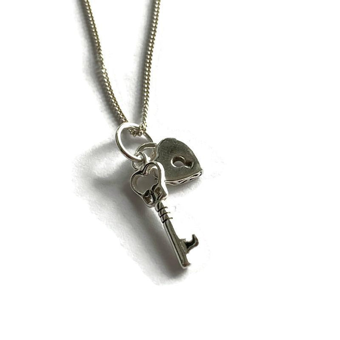 Key and heart charm Silver Necklace - Artfest Ontario - Lisa Young Design - Charm Necklaces