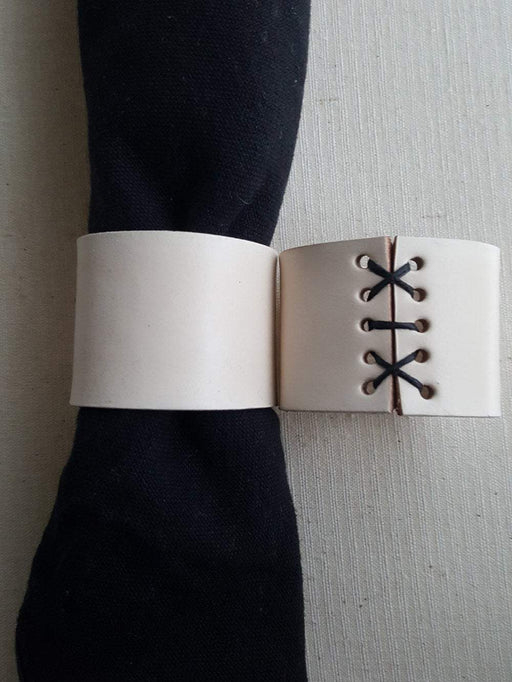 Leather Napkin Rings with Hand Stitched Lace - Artfest Ontario - Iron Art - Clothing & Accessories