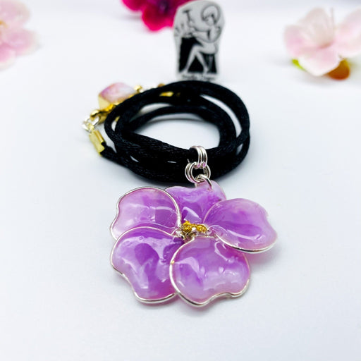 Light Pink and Purple Pansy Necklace - Artfest Ontario - Studio Degas - Jewelry & Accessories